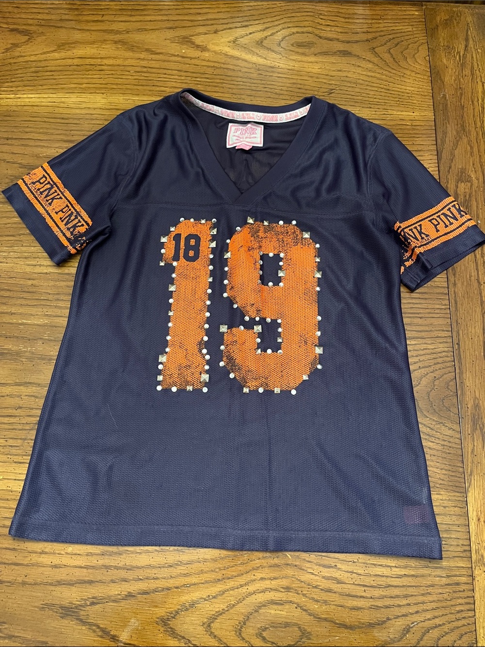 PINK Victoria's Secret Navy and Orange Mesh UVA Jersey, size medium